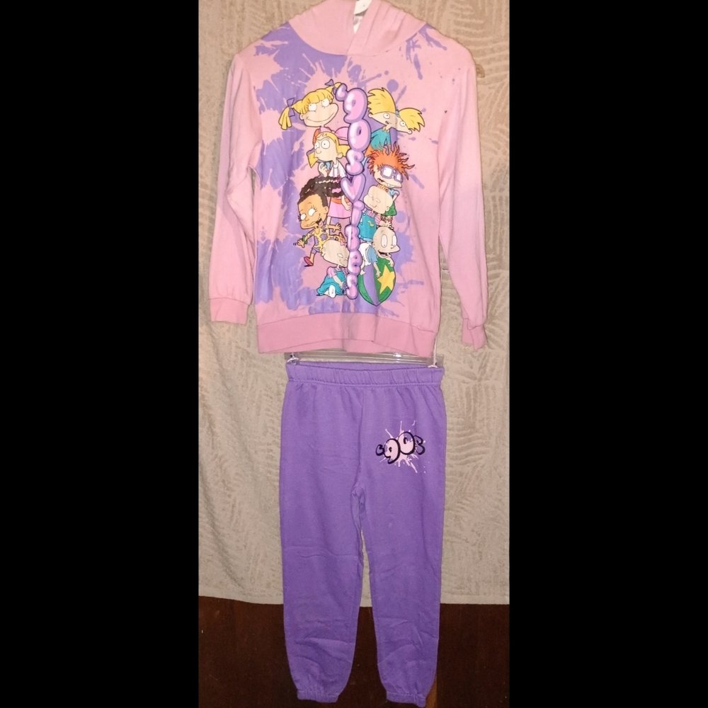 Nickelodeon "90s Vibes" Girls Hoodie & Joggers Set - Size S (7/8)